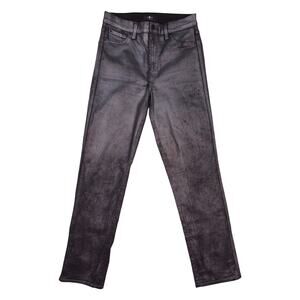 7 For All Mankind High Waist Straight Jeans Coated Pewter 28